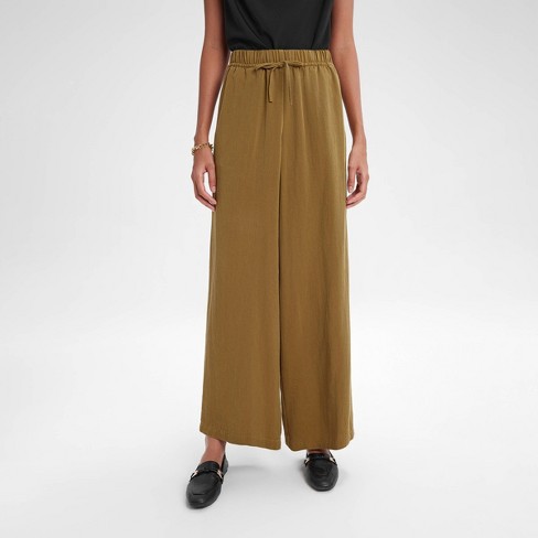 Women s High rise Wide Leg Pull on Pants A New Day Olive Xs Target