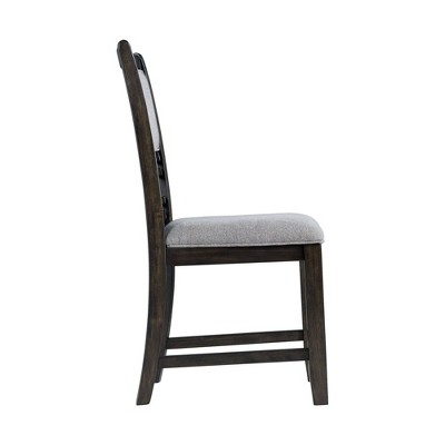 Walnut Upholstered Standard Height Side Chair with Gray Fabric