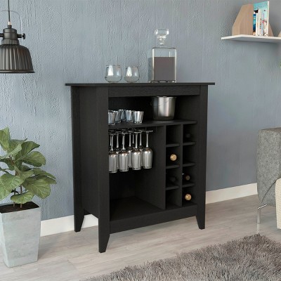 FURNIinspire Wine Racks Bar Cabinet, Wine Cabinet, Sideboard Kitchen Cupboards With Open Shelf, Wine Rack, Black, 17.7"*32.5"*37.07"