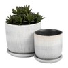 Stone Ceramic Saucer Planters for Modern Indoor Home Decor, Set of 2 - 3 of 4