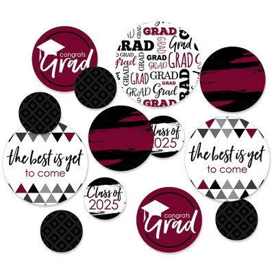 Big Dot of Happiness 2025 Maroon Graduation Party Giant Circle Confetti - Party Decorations - Large Confetti 27 Count