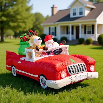 Resenkos 7.7-foot inflatable Christmas decoration with 9 LED white lights Red