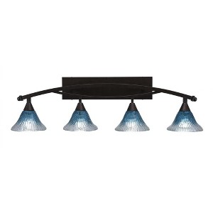 Toltec Lighting Bow 4 - Light Vanity in  Bronze with 7" Teal Crystal Shade - 1 of 1
