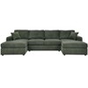 TIRAMISUBEST 3-Piece Green Corduroy Sectional Sofa with Double Chaise, U-Shaped Modular Couch & Removable Cushions for Living Room - 2 of 4