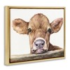 Stupell Industries Baby Cow Animal Watercolor Floating Frame Canvas Art - 2 of 4