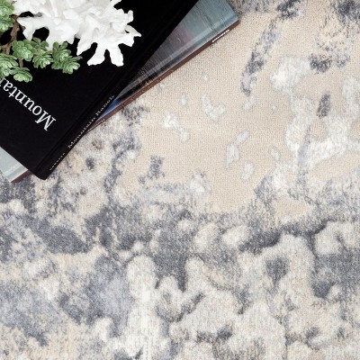 Gray Abstract Synthetic Easy Care 3' x 5' Area Rug