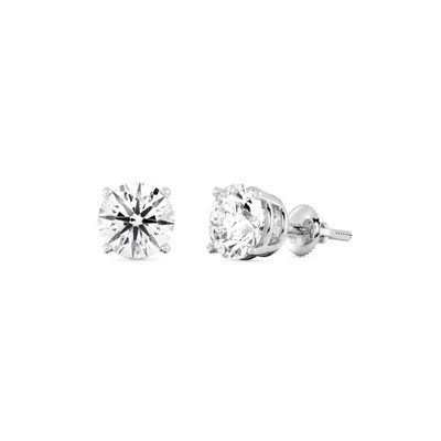 Gilded IGI Certified Lab-Grown Diamond 14KT White & Yellow Gold Stud Earrings for Women 4-Prong Basket, Round & Princess Cut, 1-2-3 Carat Total Weight