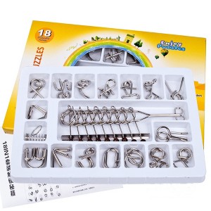 Fun toys, 18 pieces/set metal intelligence intelligence brain guide, magic line puzzle children's game toys, adult ideal children, friends - 1 of 4