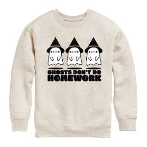 Boys' - Instant Message - Ghosts Don't Do Homework Graphic Long Sleeve Fleece Sweatshirt - 1 of 4