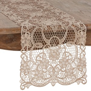 Saro Lifestyle Saro Lifestyle All Over Lace Runner, Ecru, 15" x 66" - 1 of 3