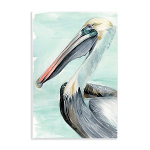 Stupell Industries Coastal Pelican Bird Watching Turquoise Ocean Portrait Wall Plaque Art - 1 of 4