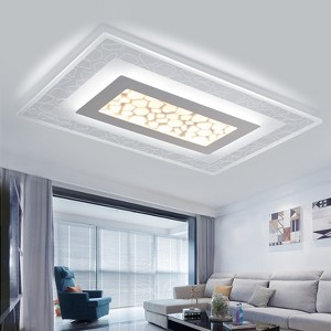 YIYIBYUS White Modern Acrylic Flush Mount LED Ceiling Light with Remote for Living Room - 1 of 4