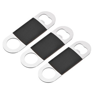 Unique Bargains Stainless Steel Portable Beer Bottle Opener with Leather Handle for Party - 1 of 4