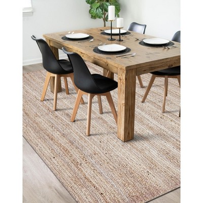 Natural Braided Jute and Cotton 8'x11' Rectangular Indoor Rug