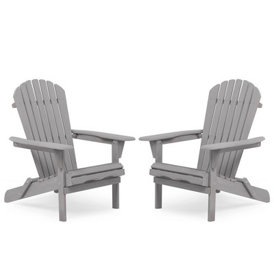 SKONYON 2 PCS Foldable Cedar Adirondack Chair Outdoor Wood Lounger Chair
