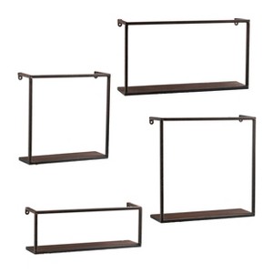 Holly & Martin Zyther Metal Wall Shelves - 4pc Set - HZ0307 - Antique Black/Brown - SEI - 1 of 4