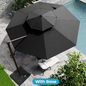 Crestlive Products 11.5FT Round Double Top Patio Offset Cantilever Umbrella With Base Set UV30+ Outdoor 360 Degree Rotation 7 Heights Adjustable - 1 of 4