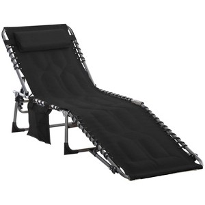 74'' Padded Folding Chaise Lounge Chair, Outdoor 6-Level Reclining Camping Tanning Chair with Headrest - 1 of 4