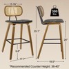 Bekrvio 26" Mid Century Modern Counter Height Bar Stools - Rattan Cane Back, Wood, PU Leather Upholstered for Kitchen Island Dining - 4 of 4