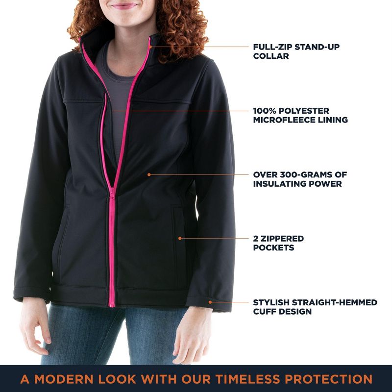 RefrigiWear Women's Warm Softshell Jacket Full Zip with Micro Fleece Lining, 4 of 8