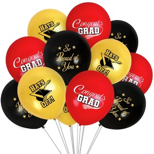 Treasures Gifted Red Graduation Balloon Bouquet - Red Graduation Party Supplies - 12 Pack - 1 of 1