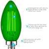 Luxrite E12 LED Filament Green Light Bulb, 4.5W (40W Equivalent), Colored Glass Candelabra Bulb, UL Listed, E12 Base, Indoor Outdoor 3 Pack - 4 of 4