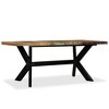 vidaXL 70.9" Dining Table with Solid Reclaimed Wood and Steel Cross - Durable, Stylish Handcrafted Industrial Design, Easy Assembly - 3 of 4