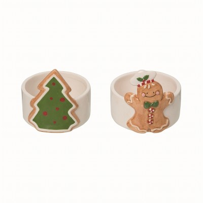 Transpac Ceramic Cookie Set of 2 Christmas Home Decorations for Holiday Cheer