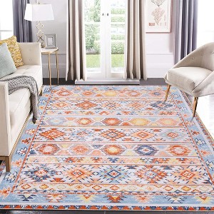 Washable Rug Boho Distressed Rug Stain Resistant Moroccan Accent Carpet - 1 of 4