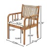 Christopher Knight Home Mara Rustic Outdoor Acacia Wood Rattan Dining Chairs with Cushions (Set of 2) - 3 of 4