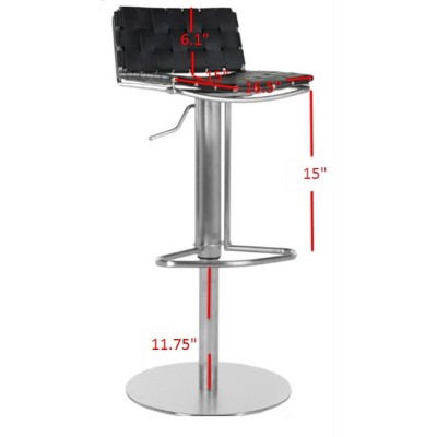 Adjustable Black Leather and Metal Swivel Bar Stool