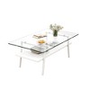 38.58" Coffee Table and 2 End Tables Set with Gray Tempered Glass Tops, MDF Layers, Modern Living Room Tables with Sturdy Iron Legs - 3 of 4