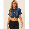 INSPIRE CHIC Women's Casual Short Sleeves Crop Denim Jacket - 4 of 4