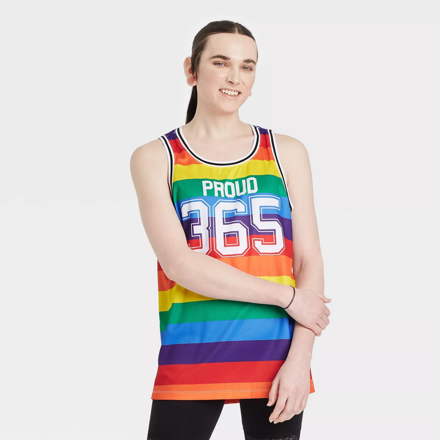 Pride Gender Inclusive Adult Proud 365 Rainbow Jersey Tank Top - image 1 of 4
