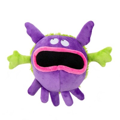 goDog PlayClean Germs Monster Squeaker Plush Pet Toy for Dogs & Puppies