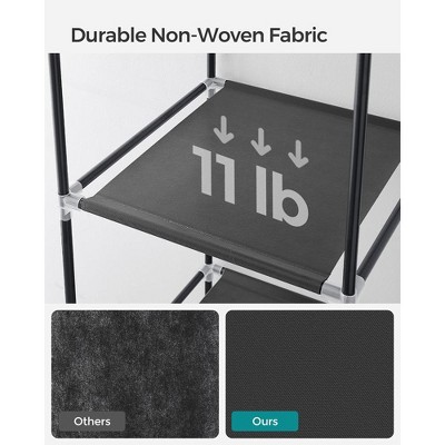 Black Fabric Portable Closet with Shelves and Hanging Rails