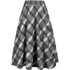 Women's Plaid Wool Skirt - Elastic Waist A-Line Pleated Tartan Long Skirt Long Grey - 2 of 4
