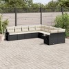 vidaXL 10 Piece Patio Sofa Set with Cushions Black Poly Rattan - Black and Cream Without Table - 2 of 4