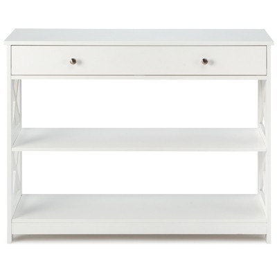 Tangkula Console Table Narrow Entry Table w/ Drawer & Shelves Sofa Table Black/White