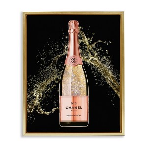 Stupell Industries Glam Fashion Champagne Bottle Splash Floating Frame Canvas Art, Gold, 17" x 21" - 1 of 4