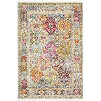 Colorful Multi-Patterned Synthetic Rectangular 4' x 6' Area Rug