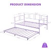 Twin Daybed with Trundle, Metal Twin Size Daybed with Pullout Trundle 6 Casters, Steel Slat Support Sofa Bed for Living Room, Bedroom, Guest Room - 2 of 4