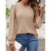 Coolmee Womens Long Sleeve Tops Crew Neck Lantern Sleeve Casual Loose Blouse T Shirts Elegant Tunic Tops - 3 of 4