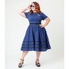Unique Vintage Women's Plus Boatneck Swing Dress - 3 of 4