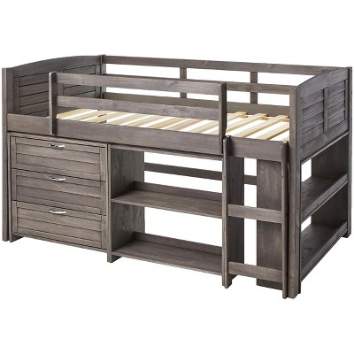 Donco Kids Louver Twin Antique Grey Modular Low Loft Bed - Group B