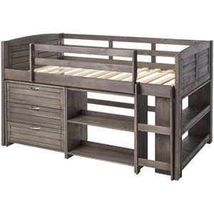Donco Kids Louver Twin Antique Grey Modular Low Loft Bed - Group B - 1 of 4