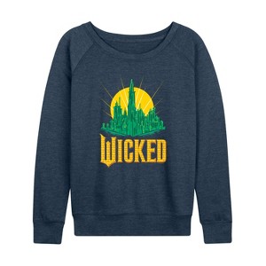 Women's - Wicked - Emerald City Lightweight French Terry Wide Neck Long Sleeve Graphic Shirt - 1 of 4