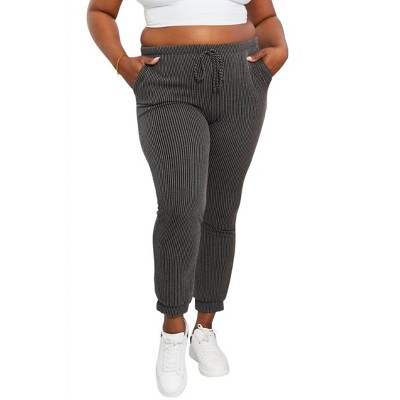 Women's Full Size Easy Living Ribbed Joggers - Blumin