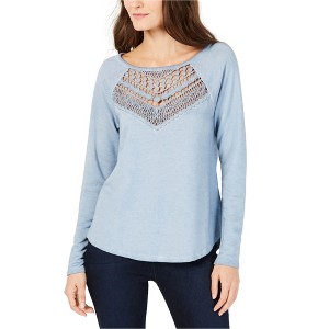 I.N.C International Concepts Womens Lace Front Detail Sweatshirt, Blue, XX-Large - 1 of 1