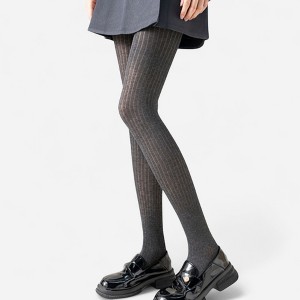 Anna-Kaci Women's Ribbed Knit Opaque Tights with Soft Stretch Fabric and Elastic Waistband - 1 of 4